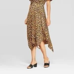Who What Wear Leopard Midi Skirt